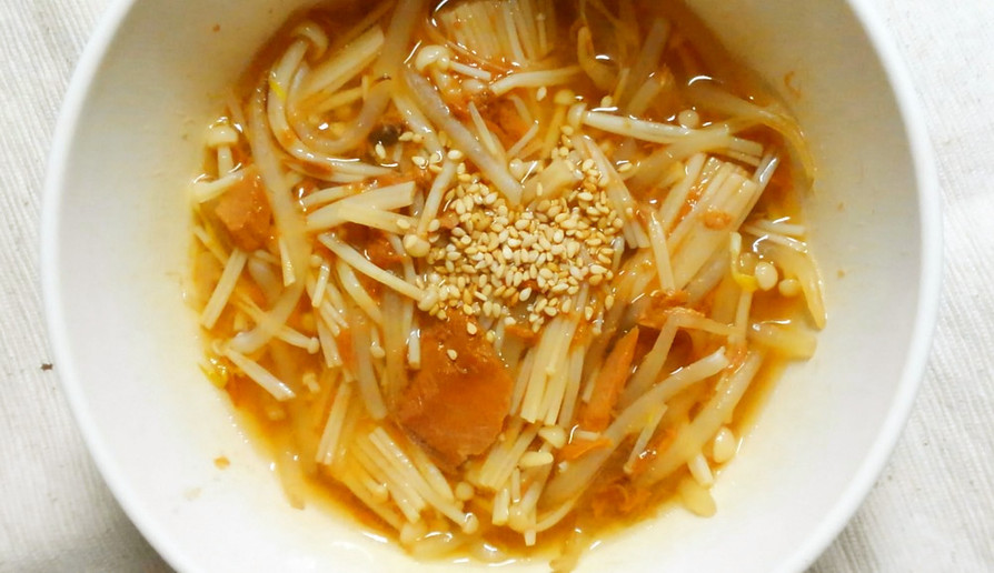簡単♪えのきとマグロ味付け缶の中華スープの画像