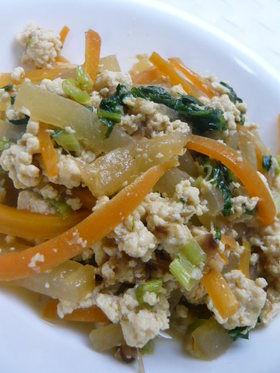 お豆腐と大根の炒め物
