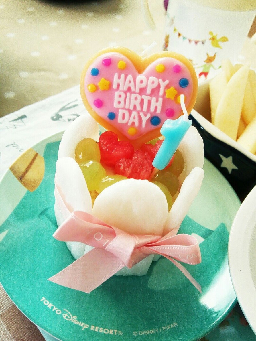 １才♪夏生まれのお誕生日ケーキの画像