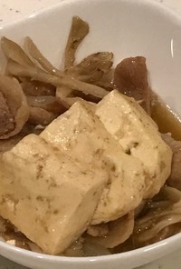 甘辛ニンニク効いた、豚バラ舞茸の肉豆腐！