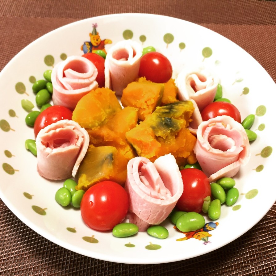 かぼちゃ煮の彩りサラダ!(^^)!の画像