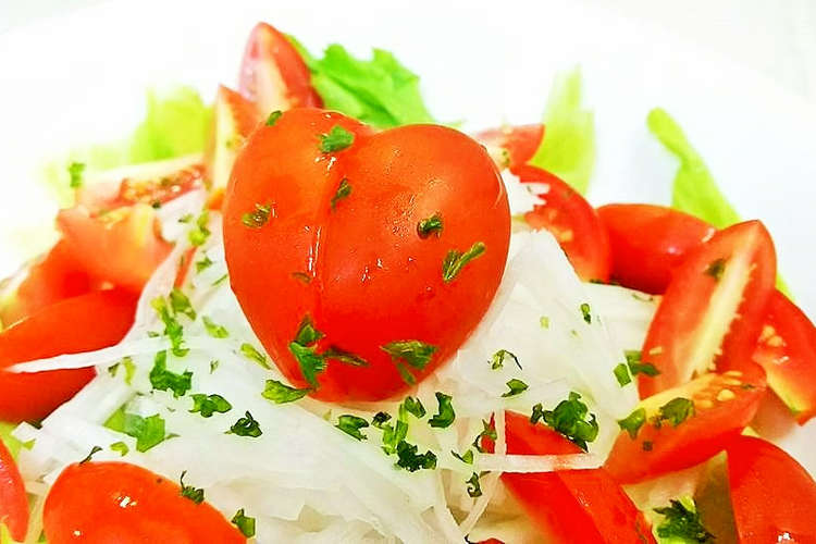 簡単 ミニトマトで可愛いハートのサラダ レシピ 作り方 By Alton246 クックパッド 簡単おいしいみんなのレシピが353万品