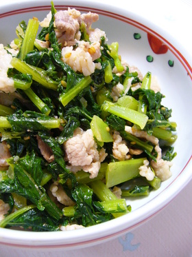 大根葉と豚肉の炒め煮:レオン亭