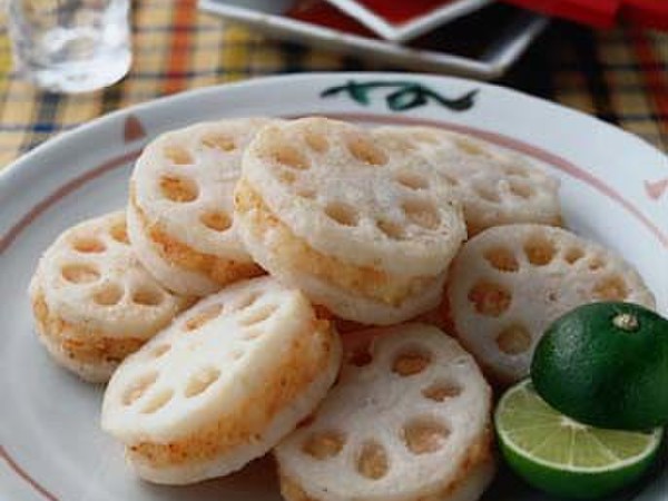 れんこんのえびはさみ揚げ