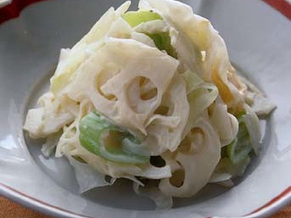 れんこんとねぎのみそマヨネーズあえ