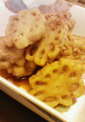 蓮根つくねの照り焼き