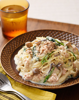 シーチキンの濃厚豆乳クリームパスタ