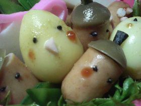 ウインナーどんぐり・うずらひよこキャラ弁