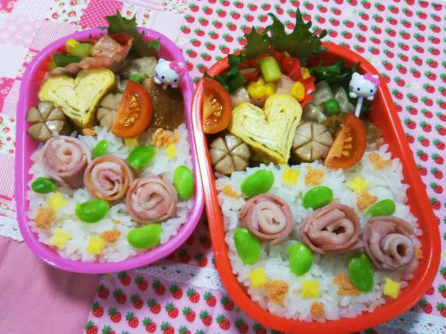 デコ弁 薔薇のお弁当 ベーコンで レシピ 作り方 By 夏海 空良