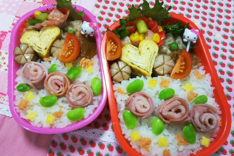 デコ弁 薔薇のお弁当 ベーコンで レシピ 作り方 By 夏海 空良 クックパッド 簡単おいしいみんなのレシピが359万品