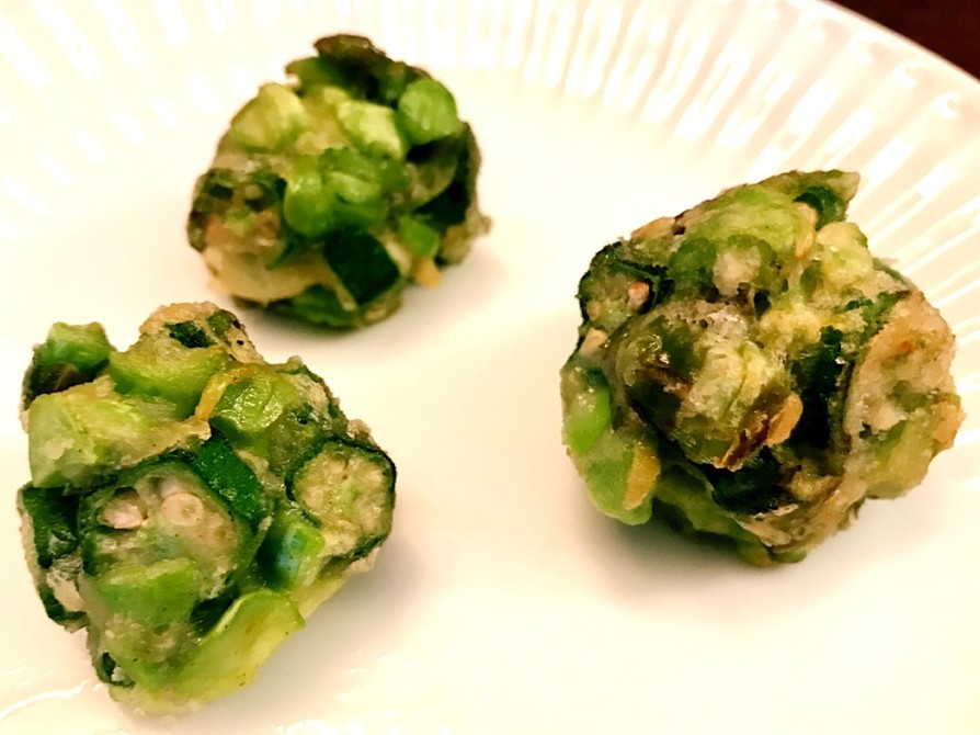 お弁当も☆枝豆とオクラで緑なかき揚げの画像