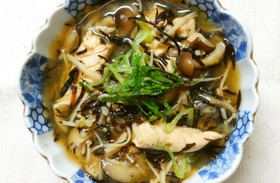 ランチ♪鶏ささみ ひじき玄米の和風スープ