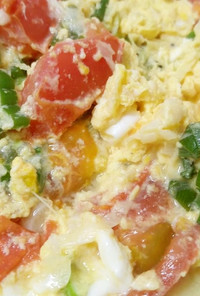 【菜食】トマトと卵、長ねぎの適当な炒め物