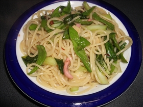 塩辛のペペロンチーノ風パスタ