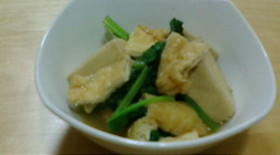 高野豆腐と小松菜と油揚げの煮びたし