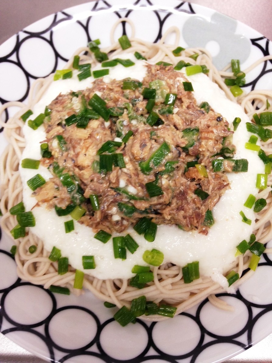 長芋☆オクラ☆鯖味噌缶でネバネバそばの画像