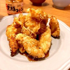 鶏むね肉でパサつかないカリカリ甘辛唐揚げ