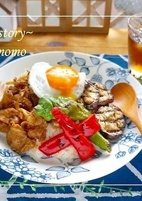 ヘビロテレシピ★豚肉カレーソテーカフェ丼