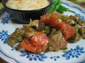 鶏肉とトマトのバジル炒め
