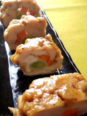 レンジでメインディッシュ!鶏肉の野菜巻き