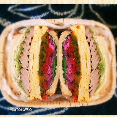 焼豚ボリュームサンドイッチ♥南瓜苦瓜⭕️の写真
