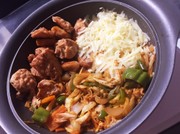チーズタッカルビシメにチーズチャーハンの写真