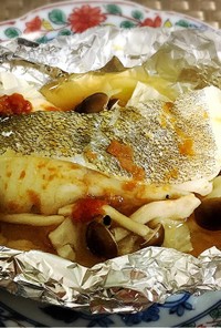 ヘルシーな鱈の梅肉ホイル焼き