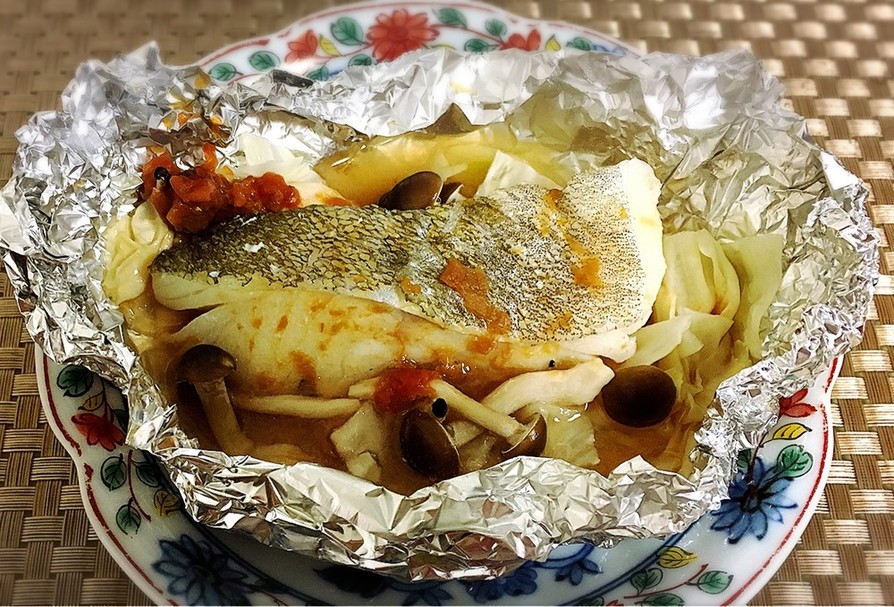 ヘルシーな鱈の梅肉ホイル焼きの画像