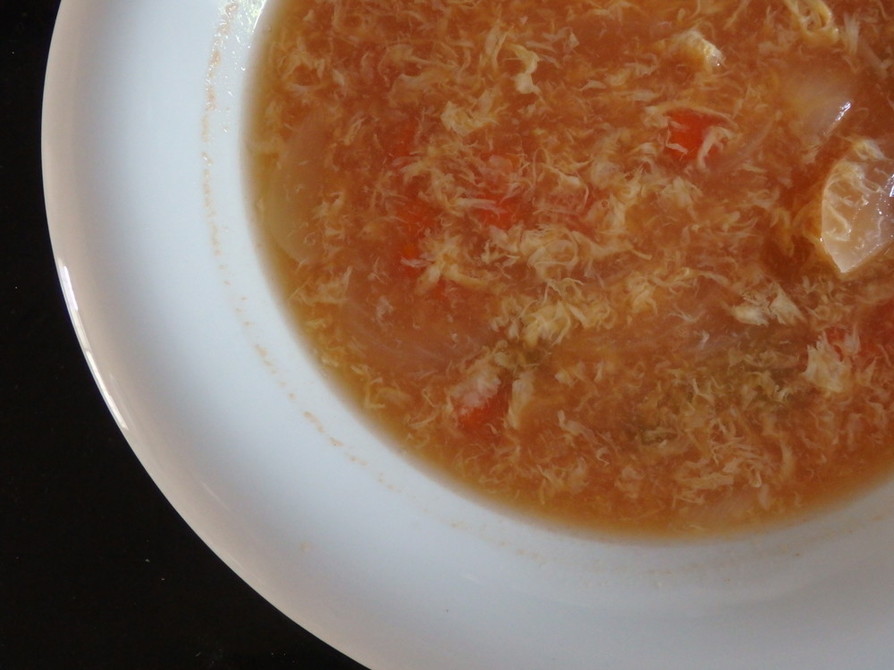トマトケチャップと　かき玉スープの画像