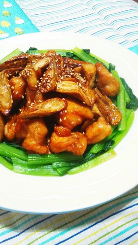 鶏もも肉とごぼうの甘辛和え