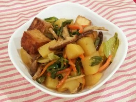 焼肉タレ消費♪厚揚げのタレマヨ野菜炒め☆