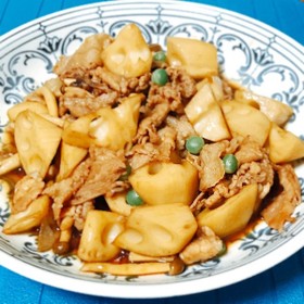 豚こまとレンコンの炒め物