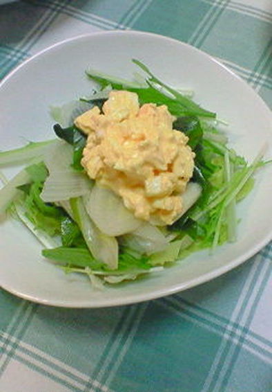 ღゆで卵と下仁田ネギのホットサラダღの写真