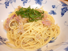 簡単♪塩辛とじゃこのたらスパ☆