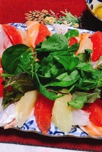 鯛＆鮭・グレープフルーツカルパッチョ