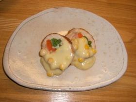 コーンポタージュあんかけ野菜ロール