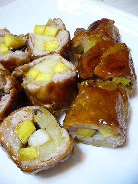 りんご酢で豚巻きさっぱり煮:レオン亭
