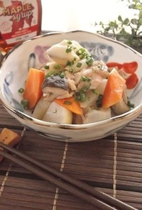 メープルシロップで！鶏と根菜のさっぱり煮