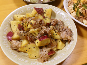 さつまいもと豚肉のメープル甘酢