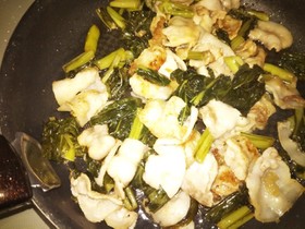 野沢菜と豚バラ肉炒め