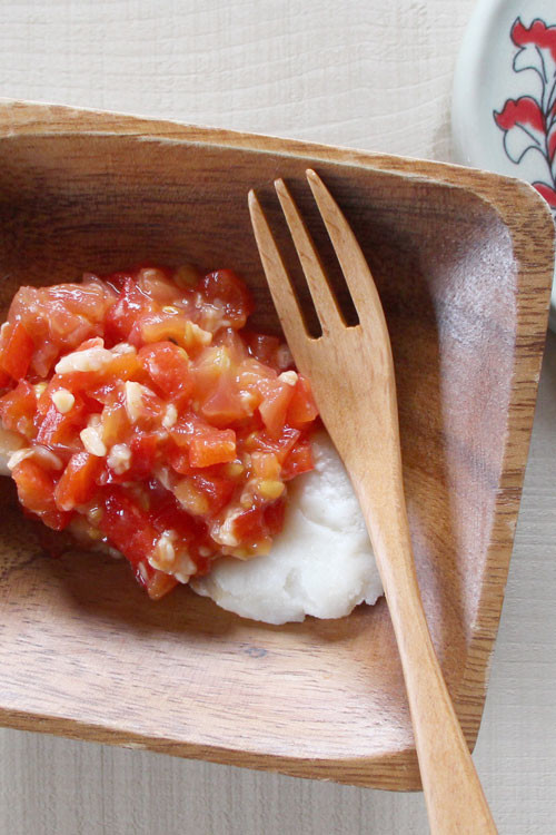 【離乳食後期】魚のトマト甘糀ソースの画像