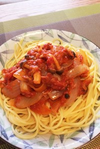 ツナと玉ねぎのトマトスパゲティ