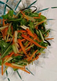 水菜と人参の塩昆布サラダ