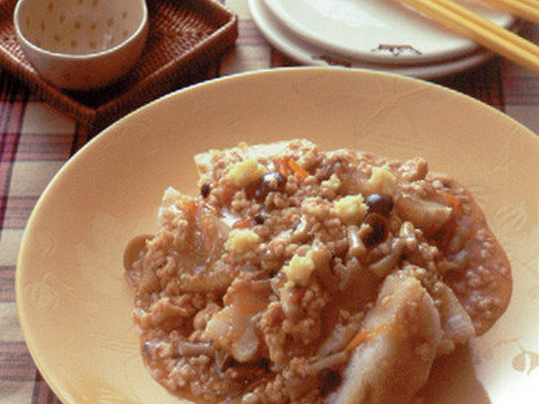 れんこんのはさみ揚げひき肉あんかけ