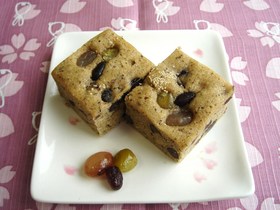 お豆とほうじ茶の和風ケーキ
