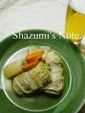 くるくるロール白菜のポトフ風