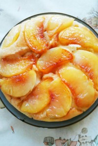 桃とHMで作る簡単フルーツケーキ