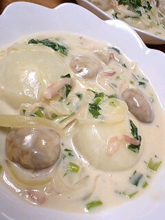 かぶ&かぶの葉をクリ~ムで煮ちゃいました