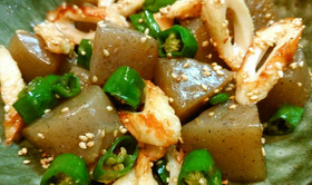 簡単♪青唐辛子と蒟蒻とちくわの甘辛炒め煮