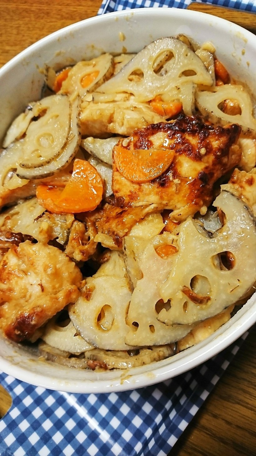 鶏肉とレンコンの味噌炒めの画像